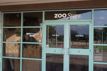 Front Door with door decal in place on glass